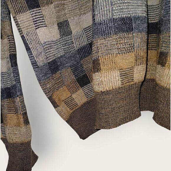 Vtg Jack Leftcourt Mens Sweater Sz XL Pullover Blue Brown Geometrics‎ 80s Preppy - Picture 5 of 13